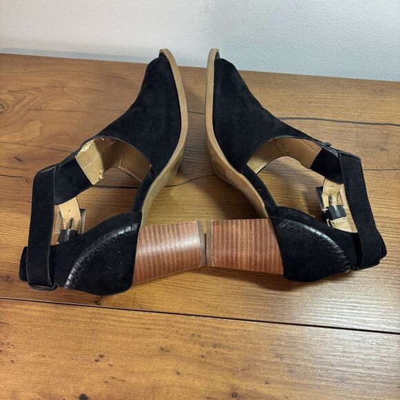 Jack Rogers Cameron Sandals Black Suede Open Toe Ankle Strap Block Heel Wms 6.5 - Picture 8 of 12